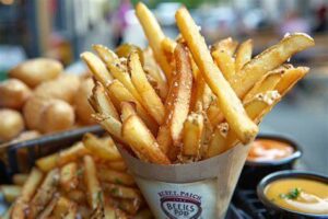 Des frites belges croustillantes et croquantes.
