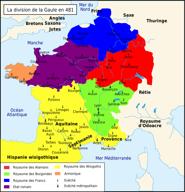 "La division de la Gaule en 481" "La division de la Gaule en 481"