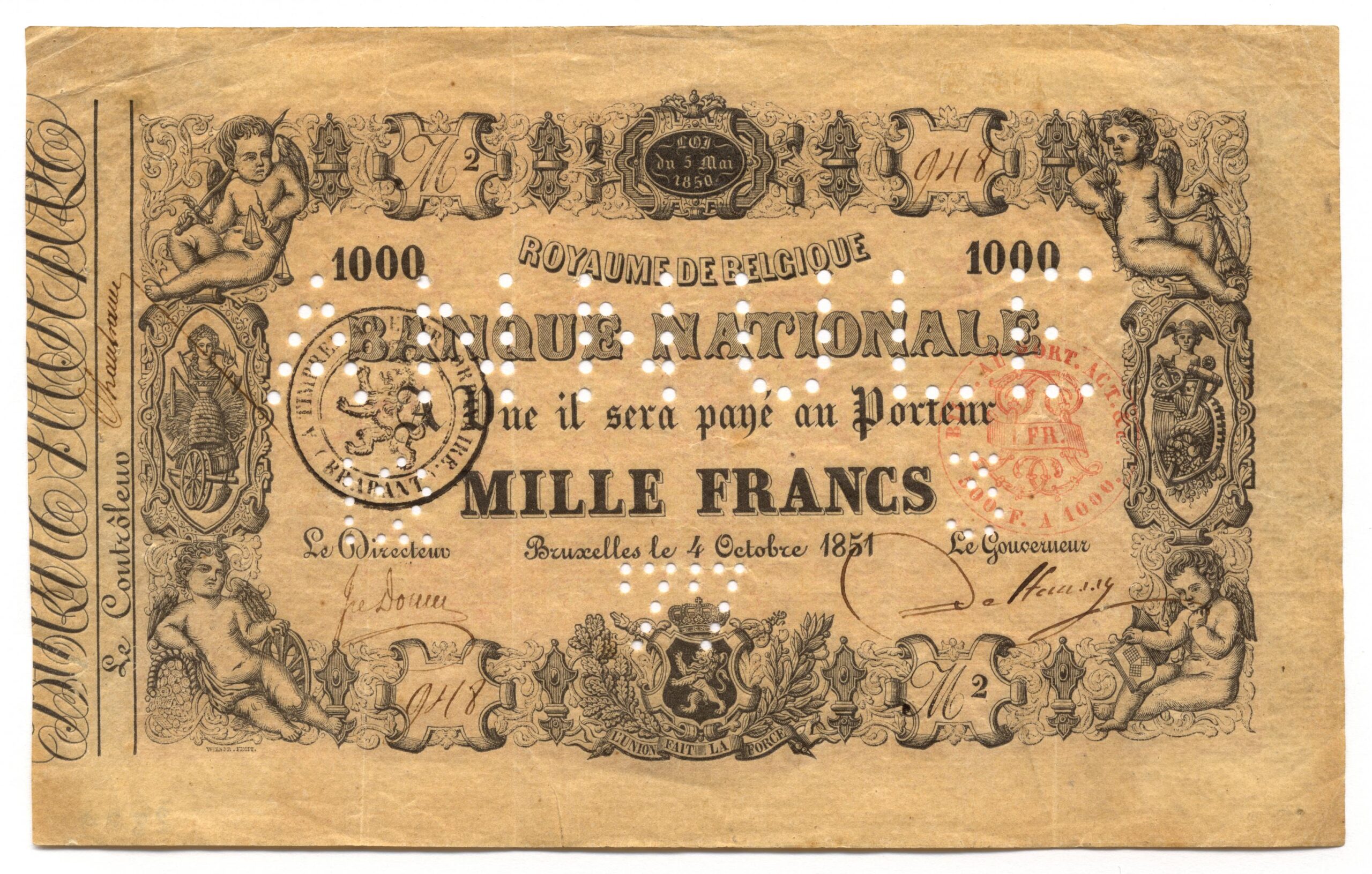 L'un des premiers billets belges 
