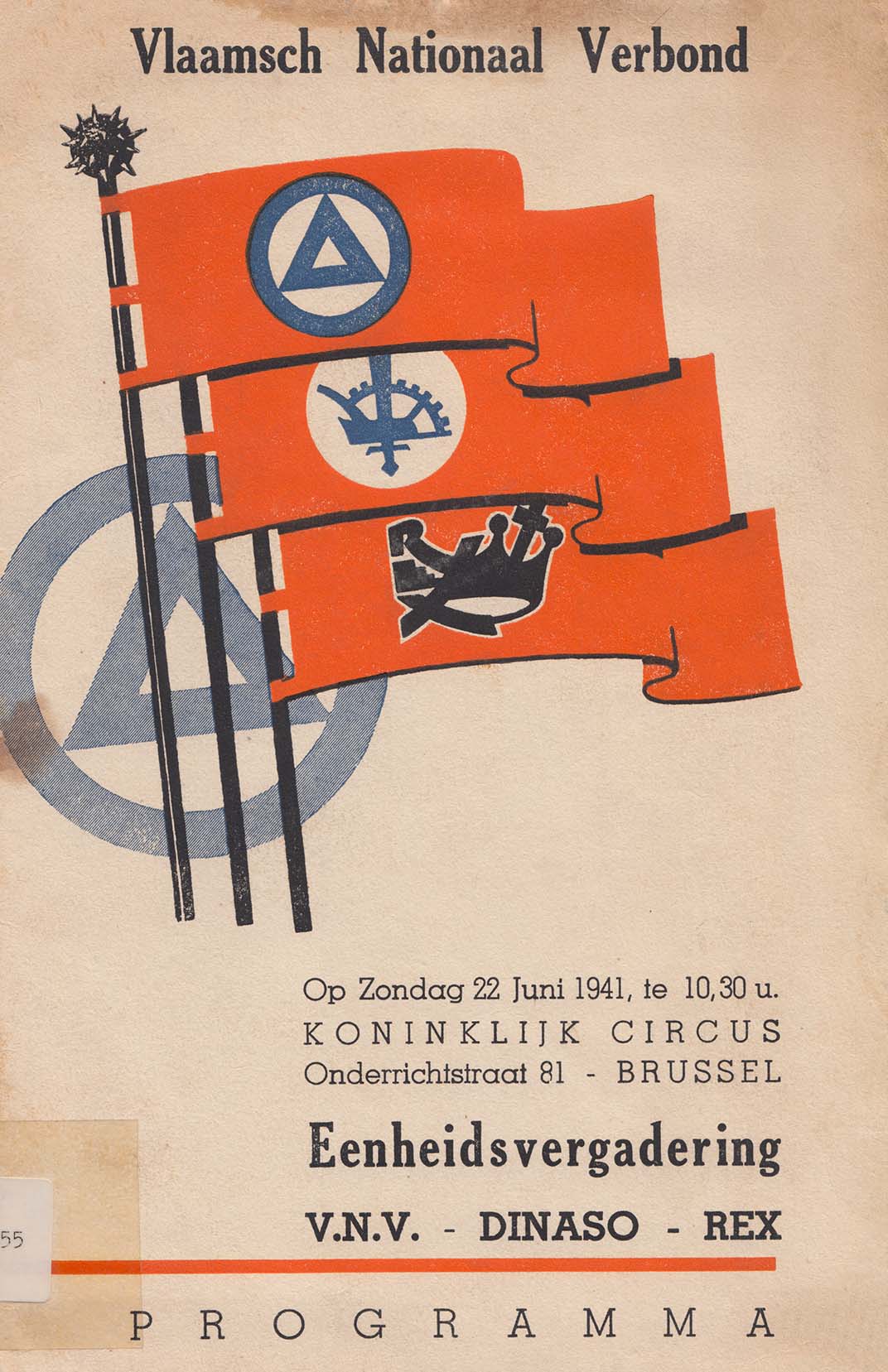 Affiche de propagande d'union des partis collabos fascistes belges