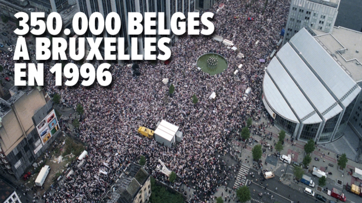 La Marche Blanche dans les rues de Bruxelles en 1996