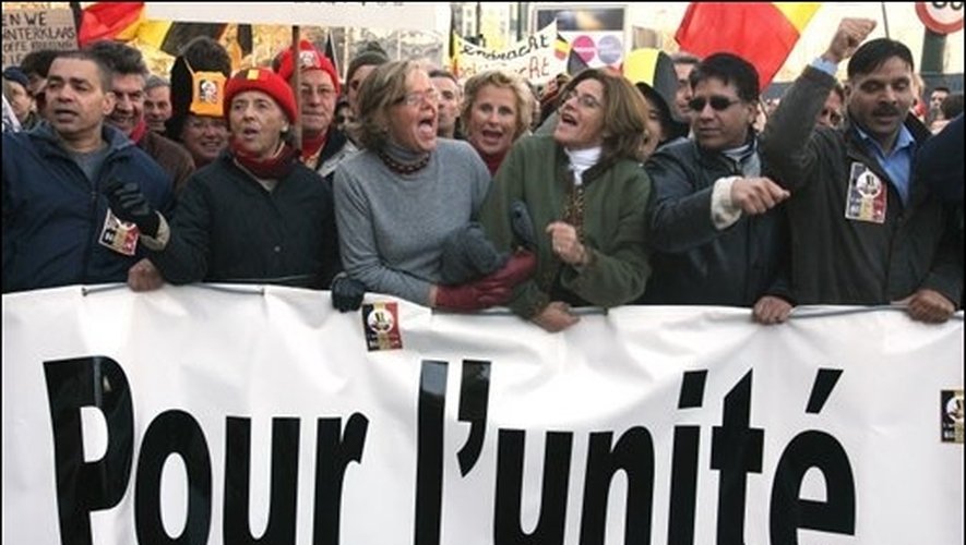 Des manifestations pour défendre la Belgique en crise en 2007.