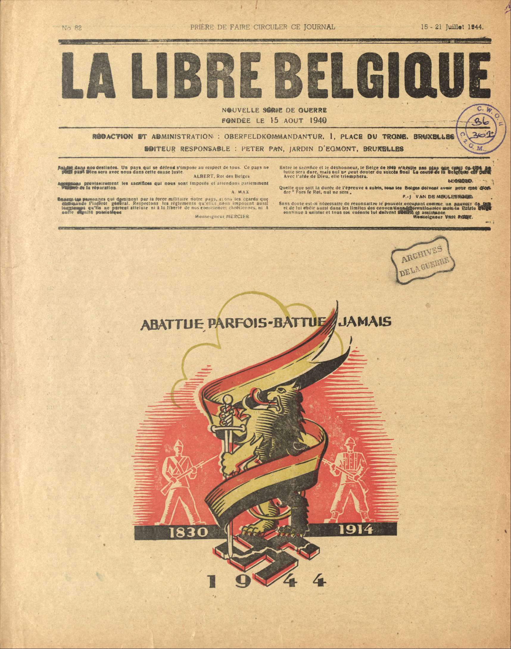 La presse libre de la Résistance belge