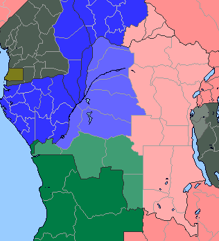 Carte si le Congo n'avait jamais été accordé au roi Léopold II durant la Conférence de Berlin de 1885.