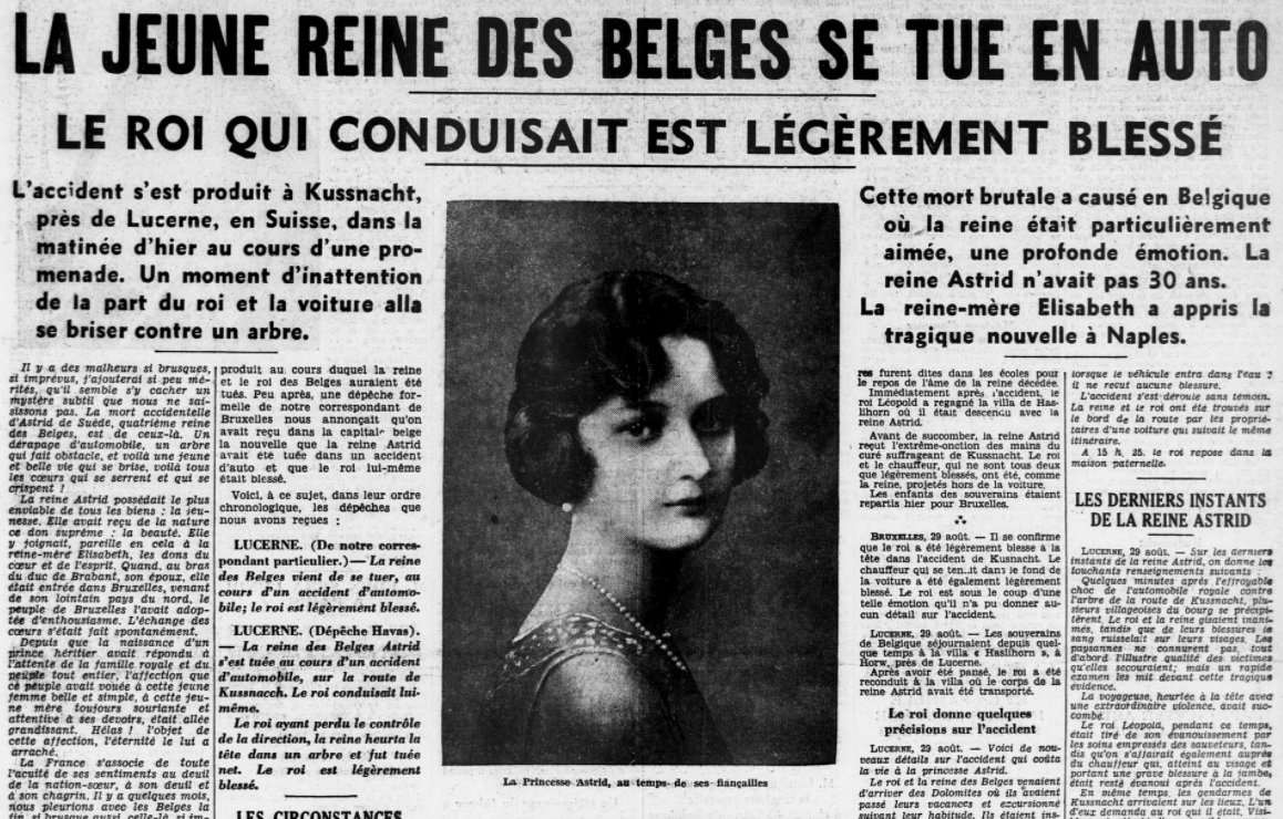 La mort de la reine Astrid en 1935