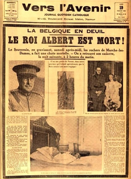 Le décès du roi Albert 1er, le 19 Février 1934